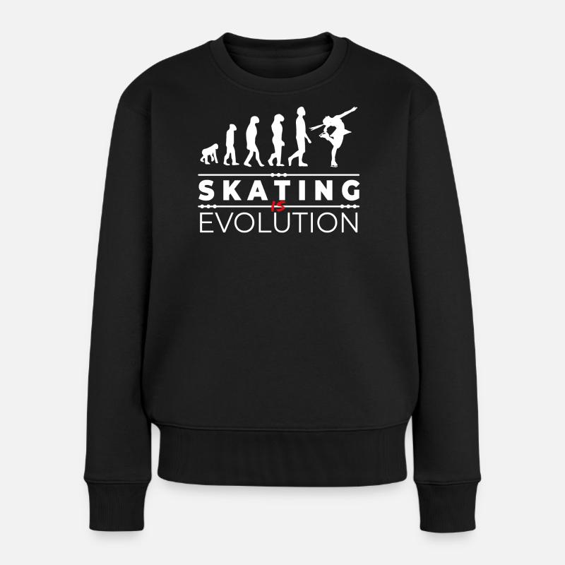 Skating is evolution - Message Humor Parodie - Frauen Premium Bio Pullover - Schwarz