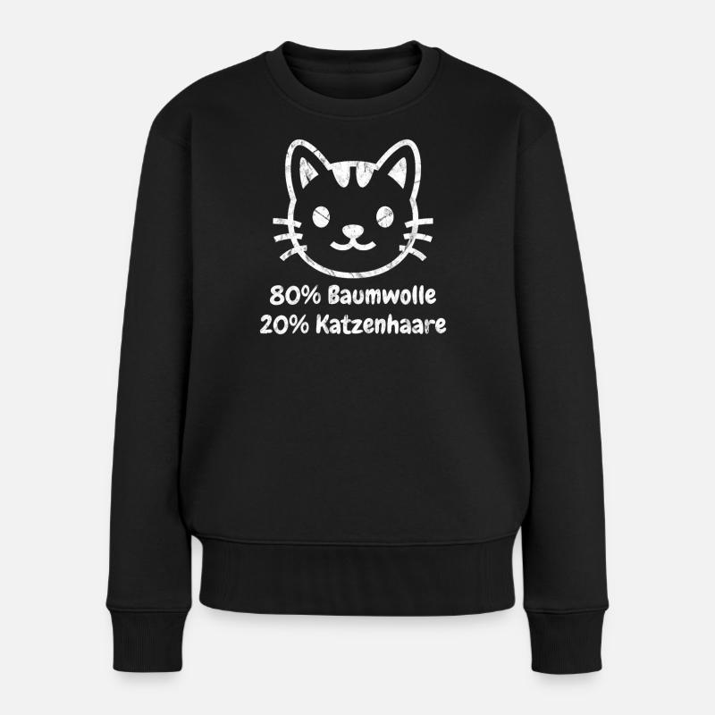 Katzenhaar Baumwolle Witzshirt - Frauen Premium Bio Pullover - Schwarz