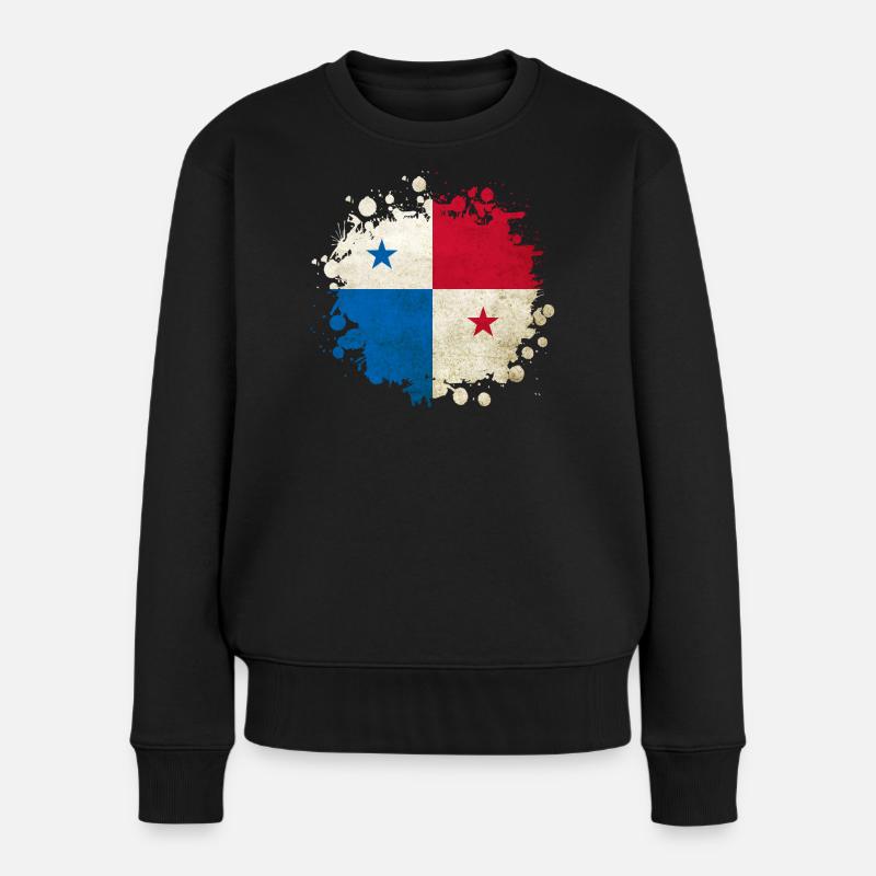 Drapeaux vintage du Panama - Pull Premium bio Femme - noir