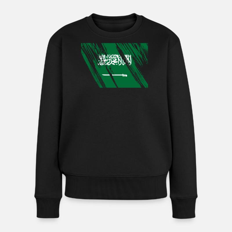 Saudi Arabien Flagge - Frauen Premium Bio Pullover - Schwarz