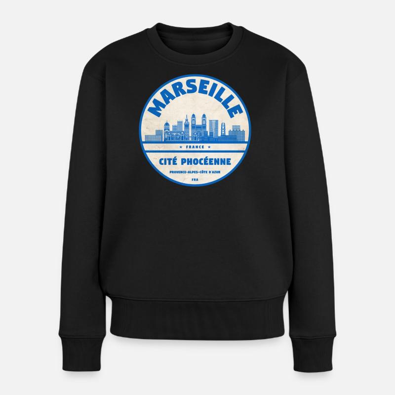 Marseille Cité Phocéenne Emblem - Frauen Premium Bio Pullover - Schwarz