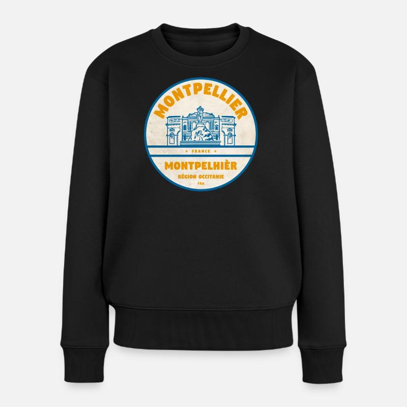 Montpellier Vintage Stadtlogo Sticker - Frauen Premium Bio Pullover - Schwarz