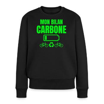 bilan carbone, écologie, écologiste - Pull Premium bio Femme - noir - Devant - Julia (174cm)
