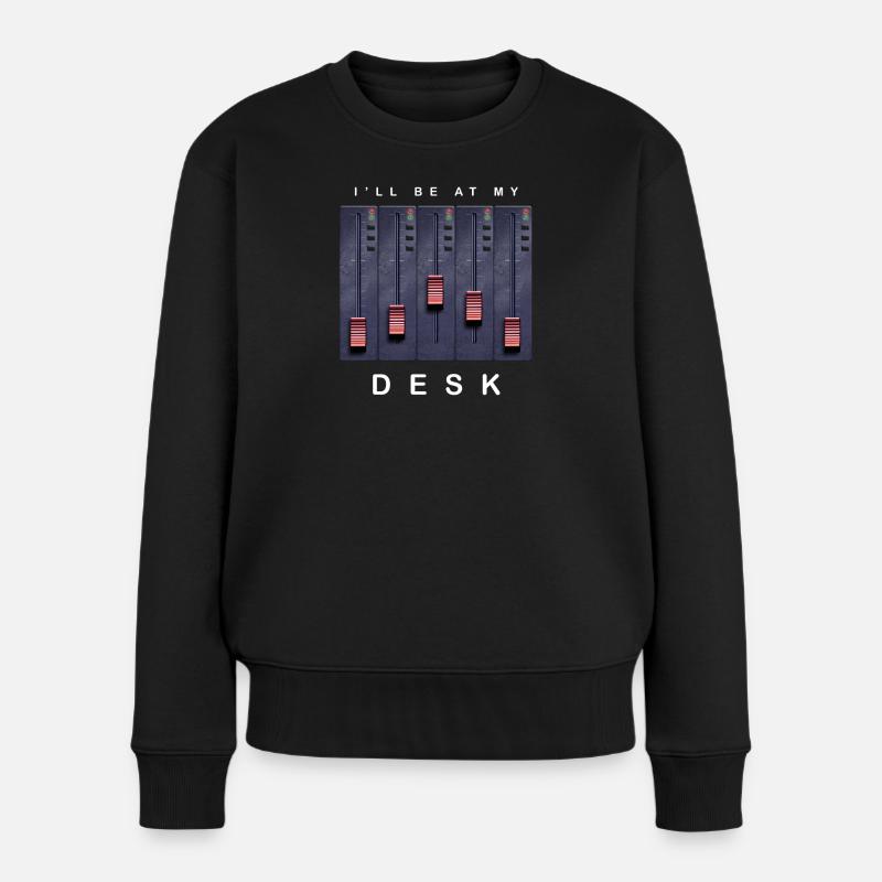 Ich bin an meinem Schreibtisch Mischpult Design - Frauen Premium Bio Pullover - Schwarz