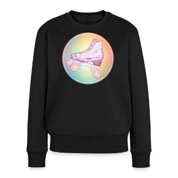 Disco Rollschuhlaufen - Frauen Premium Bio Pullover - Schwarz - Vorne - Julia (174cm)