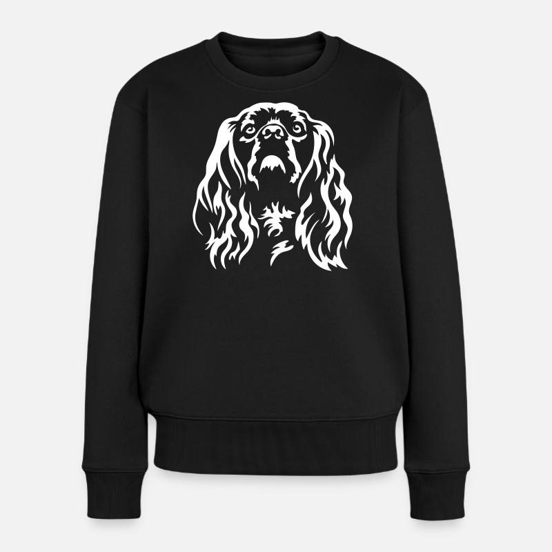 American Cocker SpanielKopf "Black Edition" - Frauen Premium Bio Pullover - Schwarz