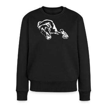 Galgo "Black Edition" - Frauen Premium Bio Pullover - Schwarz - Vorne - Julia (174cm)