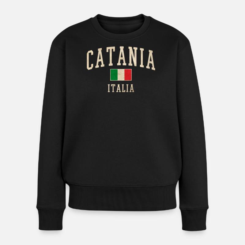Catania Italia Vintage Logo - Frauen Premium Bio Pullover - Schwarz