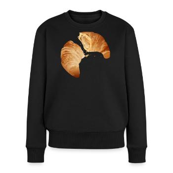 Ein schöner Croissant in warmen Farbtönen - Frauen Premium Bio Pullover - Schwarz - Vorne - Julia (174cm)