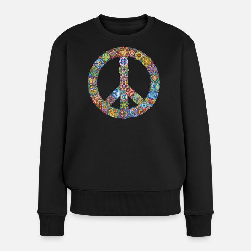 Mehr-Frieden-Feiern-Zeichen - Frauen Premium Bio Pullover - Schwarz