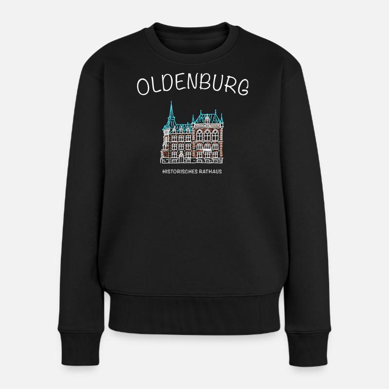 Oldenburg, Historisches Rathaus, Niedersachsen - Frauen Premium Bio Pullover - Schwarz