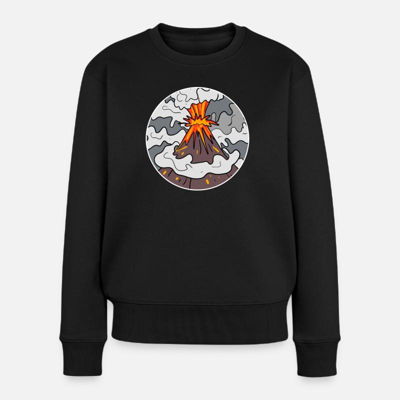Vulkan Berg Kreis Berge Vulkane - Frauen Premium Bio Pullover - Schwarz