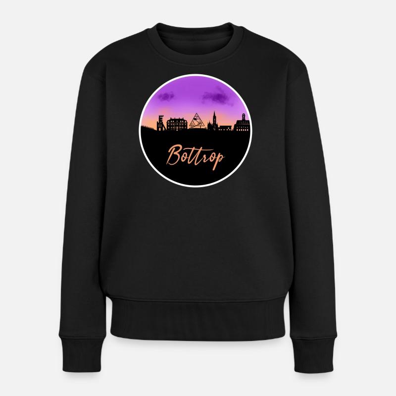 Bottrop Fine Skyline - Frauen Premium Bio Pullover - Schwarz