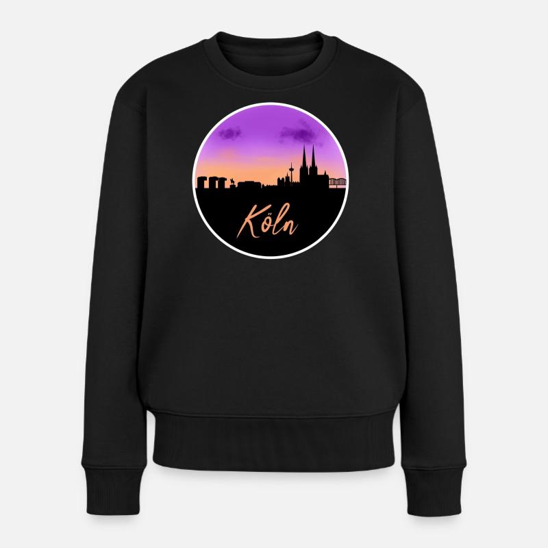 Köln Fine Skyline - Frauen Premium Bio Pullover - Schwarz