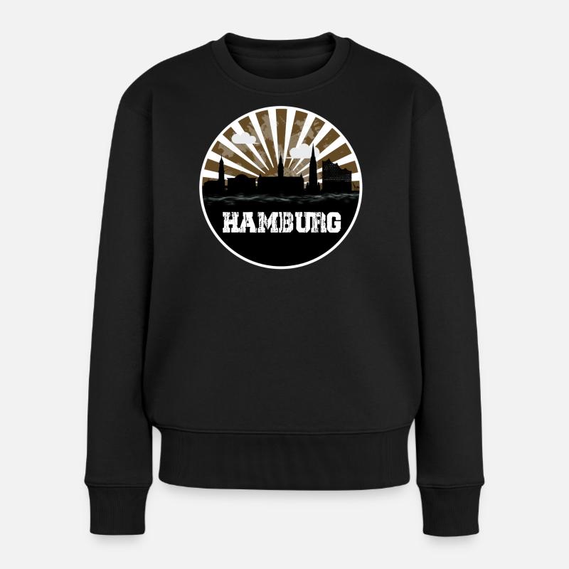 Hamburg Skyline Heimspiel - Frauen Premium Bio Pullover - Schwarz