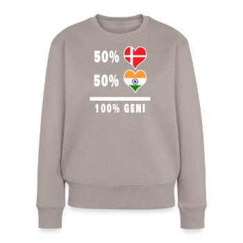 Inde et Danemark 100% drapeau de génie - Pull Premium bio Femme - taupe - Devant - Julia (174cm)