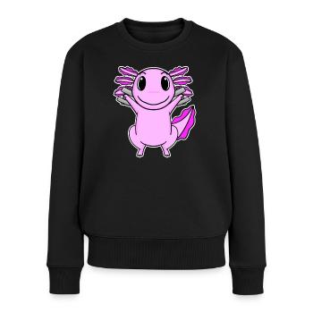 Axolotl Hantel Training Krafttraining Fitness - Frauen Premium Bio Pullover - Schwarz - Vorne - Julia (174cm)