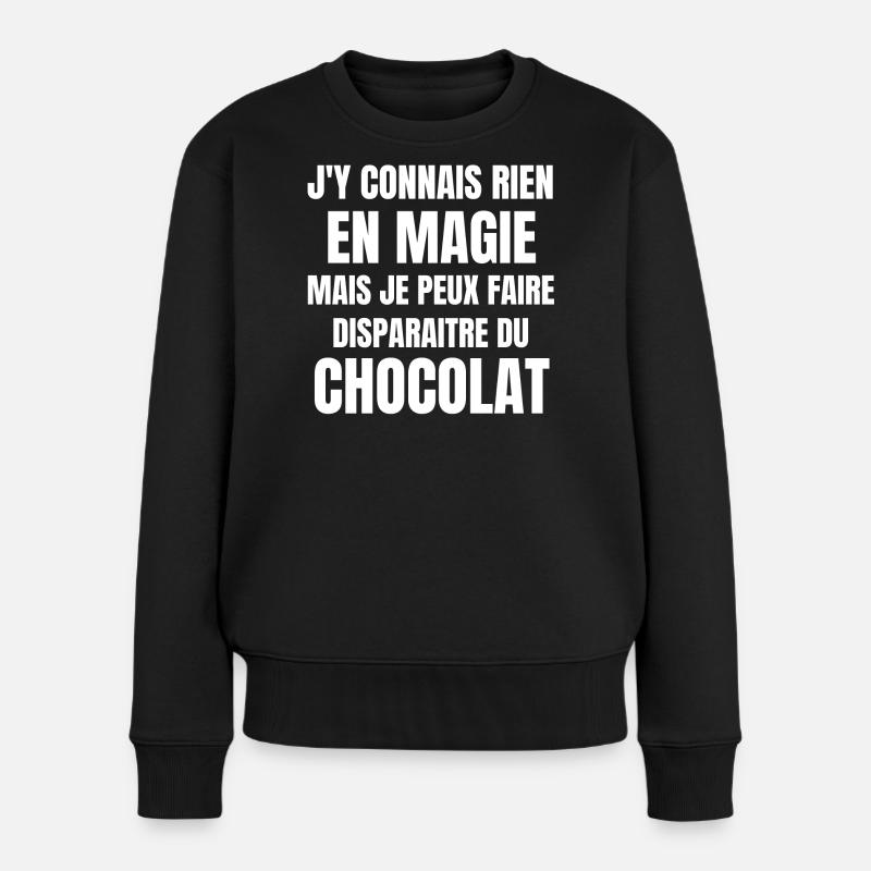 chocolat, chocolat humour, manger du chocolat - Pull Premium bio Femme - noir