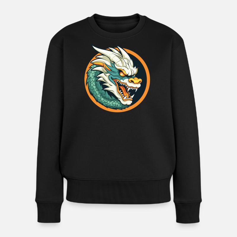 Blason du Dragon : Emblème du Dragon de la Braise - Pull Premium bio Femme - noir