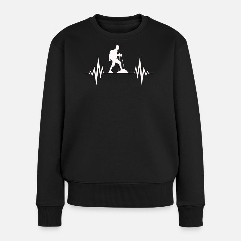 Wandern, Wandern, Wandern Vibes - Frauen Premium Bio Pullover - Schwarz