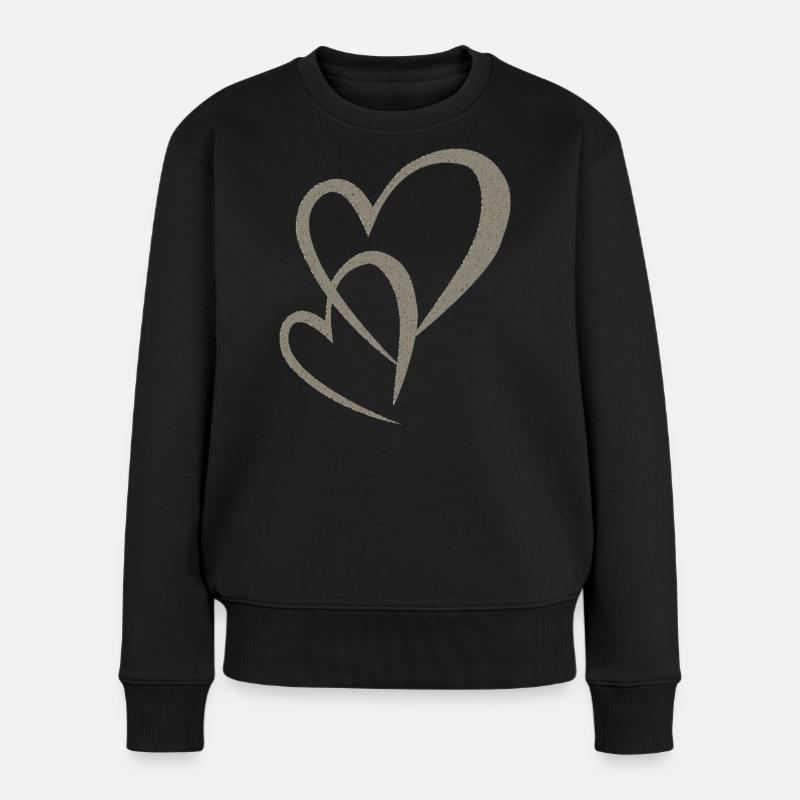 Tissu double du cœur - Pull Premium bio Femme - noir