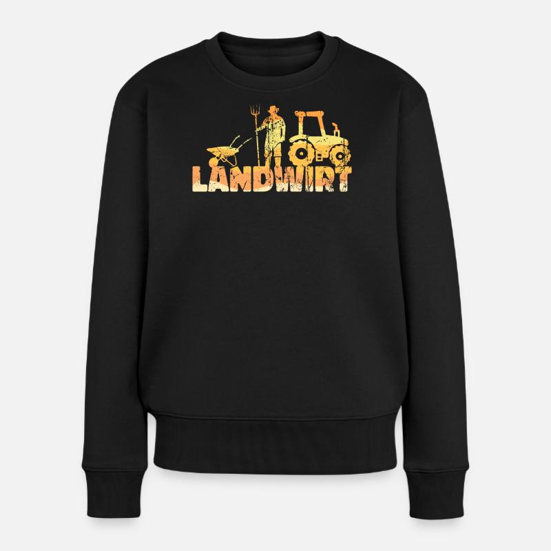 Landmaschinen Landwirt Statement Traktor Bauernhof - Frauen Premium Bio Pullover - Schwarz
