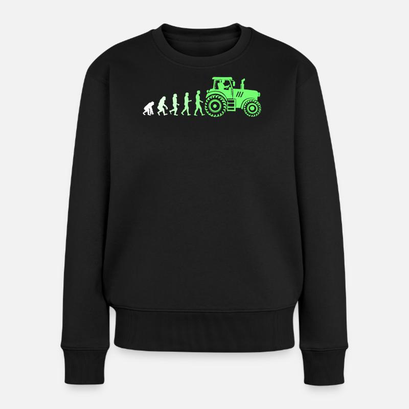 Nutzfahrzeug Traktor Evolution Fahrzeug Bauer Feld - Frauen Premium Bio Pullover - Schwarz
