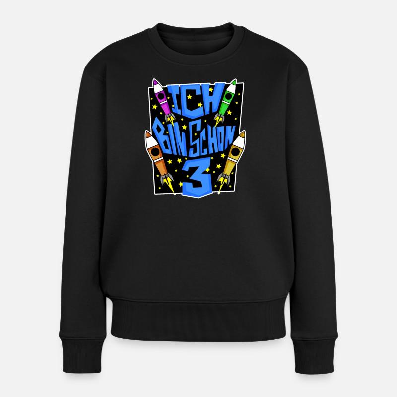3 Geburtstag Junge Astronaut Rakete - Drei Jahre - Frauen Premium Bio Pullover - Schwarz