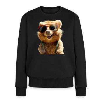 Quokka Be Quokka Happy Australien Lächeln Quokkas - Frauen Premium Bio Pullover - Schwarz - Vorne - Julia (174cm)