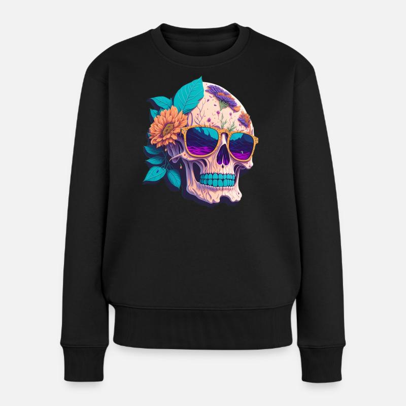 Totenkopf - Frauen Premium Bio Pullover - Schwarz