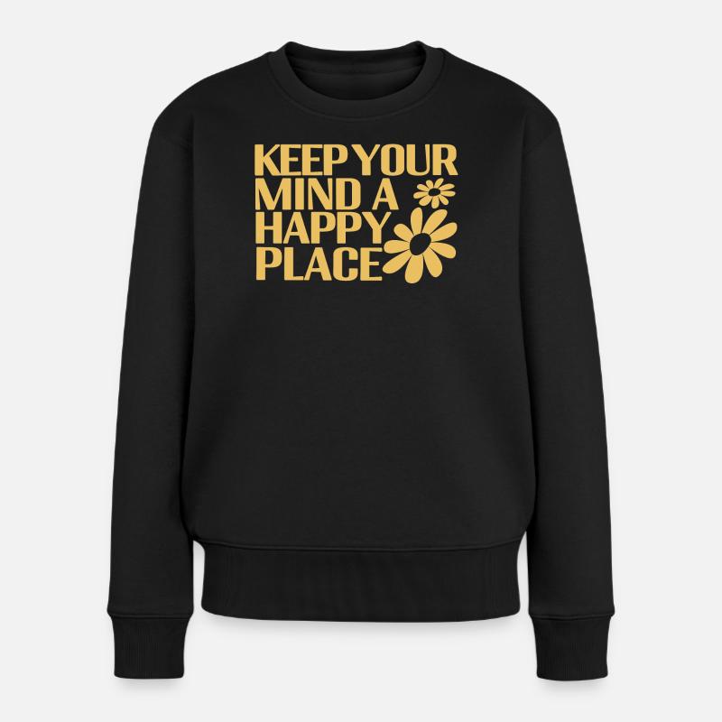 Happy Mind - Frauen Premium Bio Pullover - Schwarz