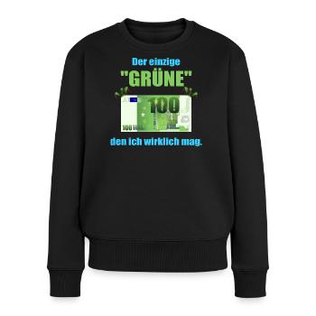 Den Grüne mag ich ! - Frauen Premium Bio Pullover - Schwarz - Vorne - Julia (174cm)