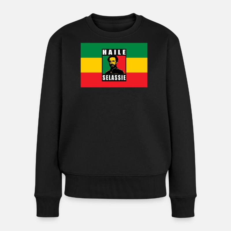REGGAE RASTA FLAGGE - SELASSIE I - JAH RASTAFARI - Frauen Premium Bio Pullover - Schwarz