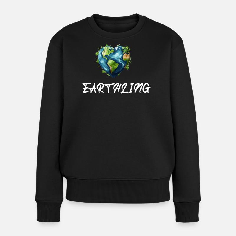 Earthling Weltbürger - Frauen Premium Bio Pullover - Schwarz