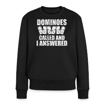 Domino Design - Frauen Premium Bio Pullover - Schwarz - Vorne - Julia (174cm)