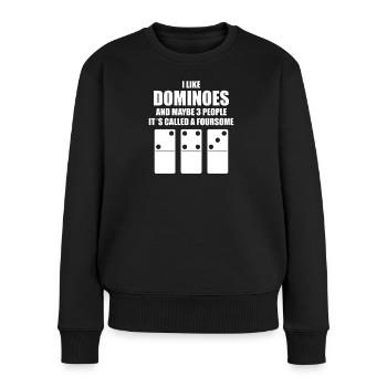 Domino Design - Frauen Premium Bio Pullover - Schwarz - Vorne - Julia (174cm)