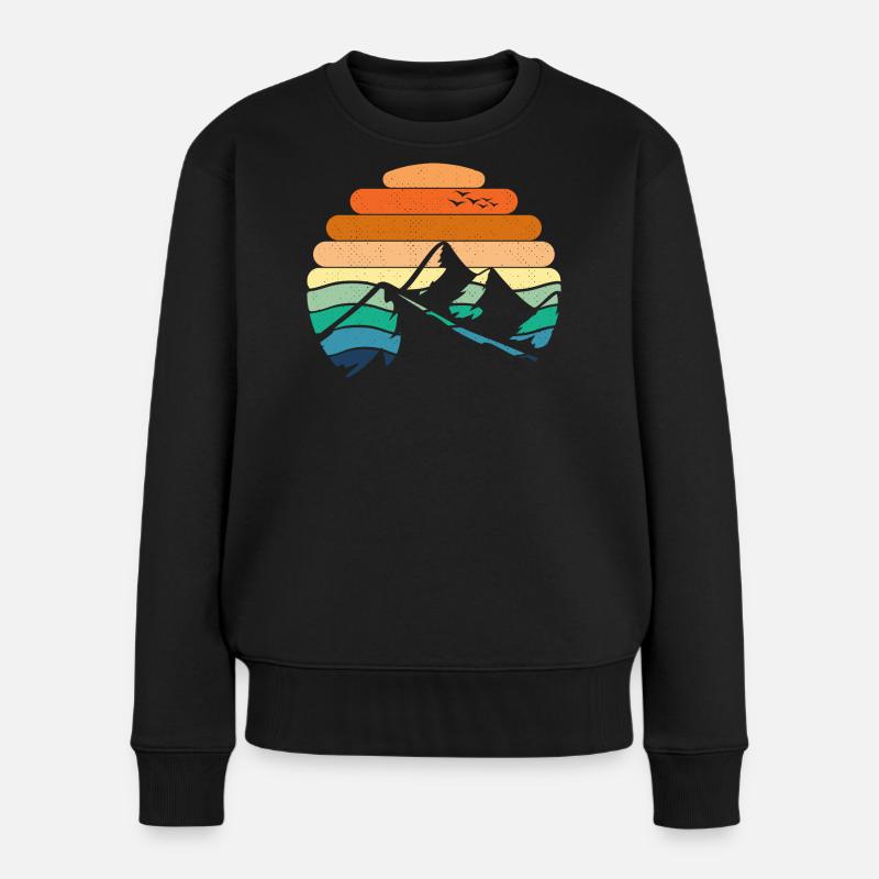 Paysage de montagne Coucher de soleil - Pull Premium bio Femme - noir