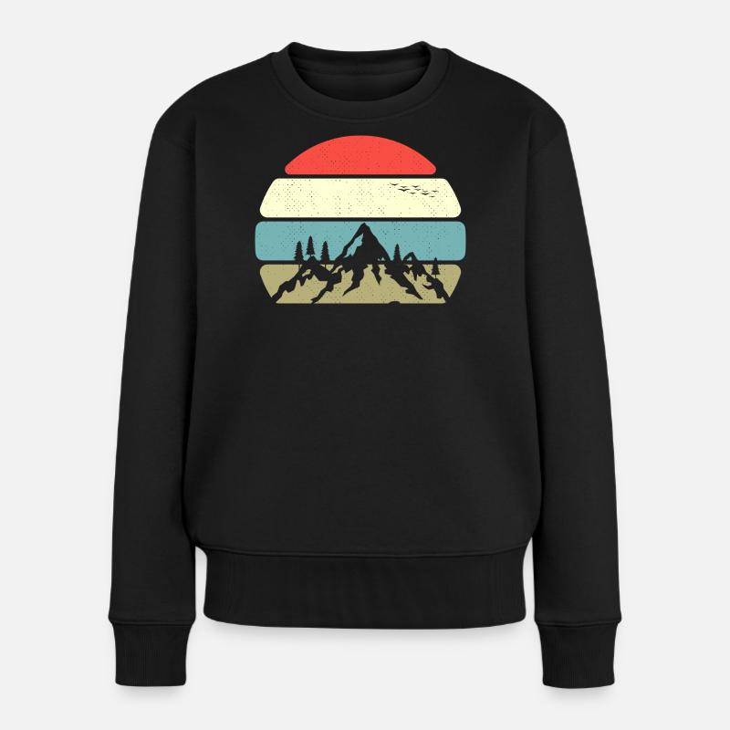 Panorama de montagne au coucher du soleil - Pull Premium bio Femme - noir