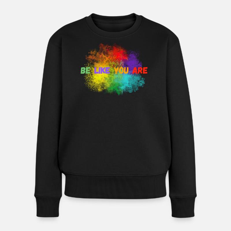Bunte Farbexplosion mit Inspirational Text - Frauen Premium Bio Pullover - Schwarz