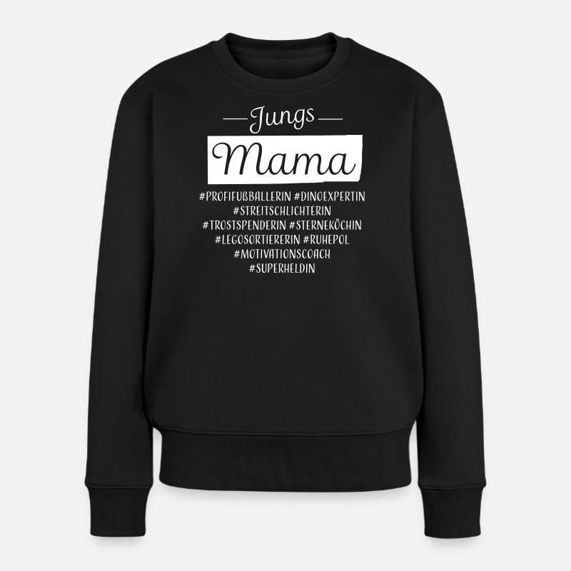 Jungs Mama Jungsmama Muttertag weiß - Frauen Premium Bio Pullover - Schwarz