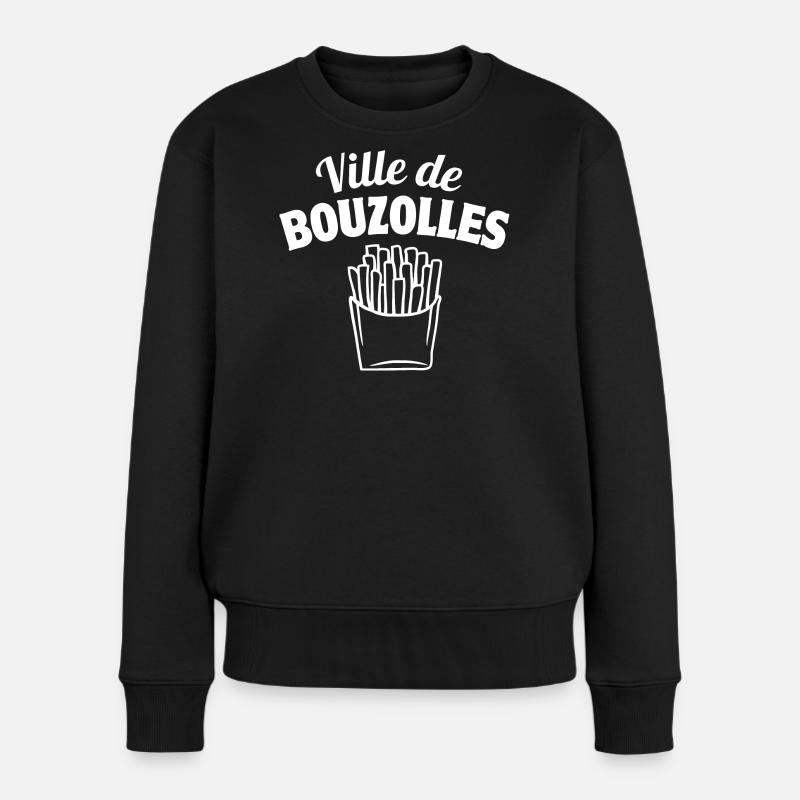 frites, Bouzolles, des frites - Pull Premium bio Femme - noir