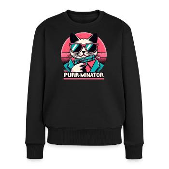 Le ronronnement - Pull Premium bio Femme - noir - Devant - Julia (174cm)