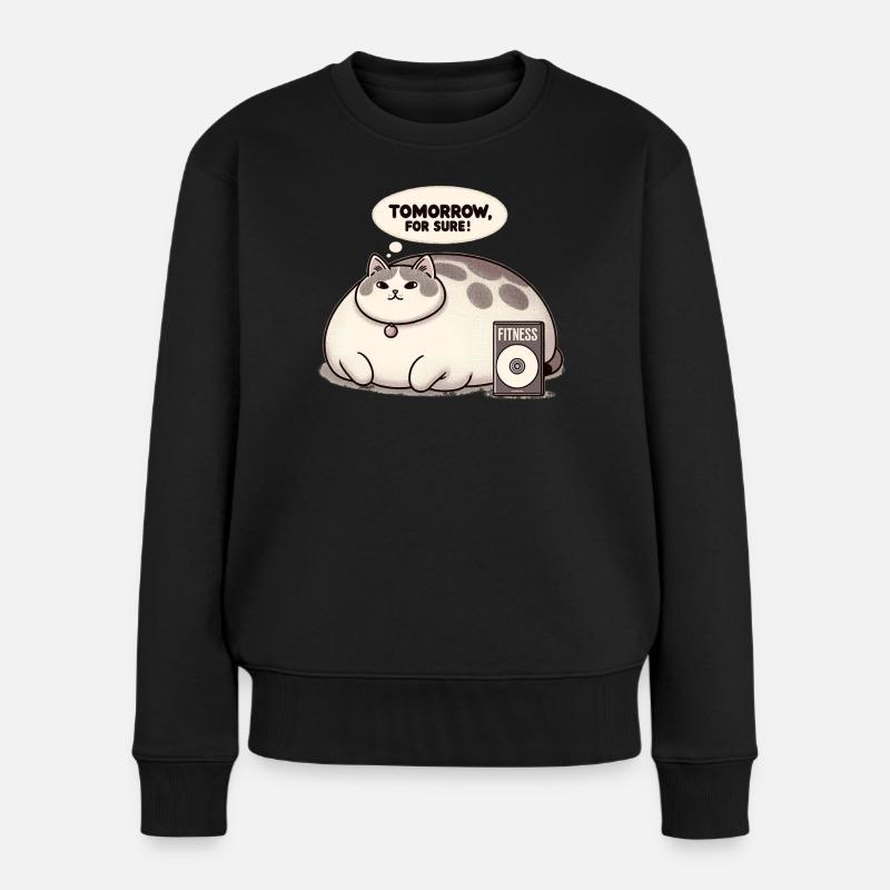Fitness grouch chat - Pull Premium bio Femme - noir