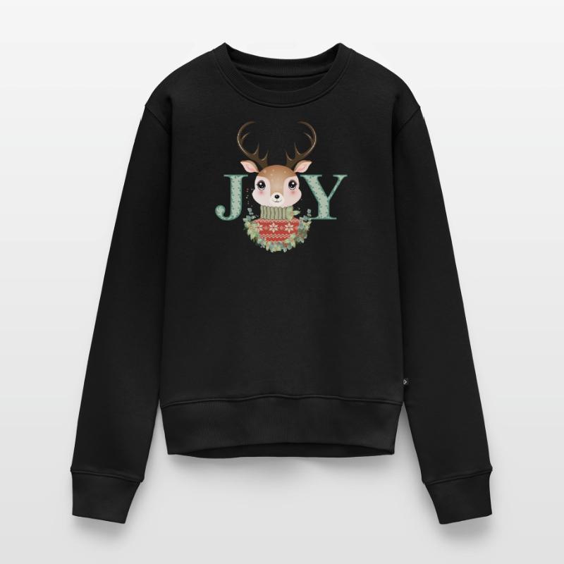 niedlicher Hirsch mit Pullover und Weihnachtskranz Frauen Premium Bio Pullover