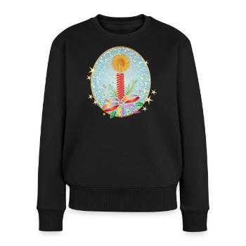 rote Weihnachtskerze für Weihnachten im Rahmen - Frauen Premium Bio Pullover - Schwarz - Vorne - Julia (174cm)