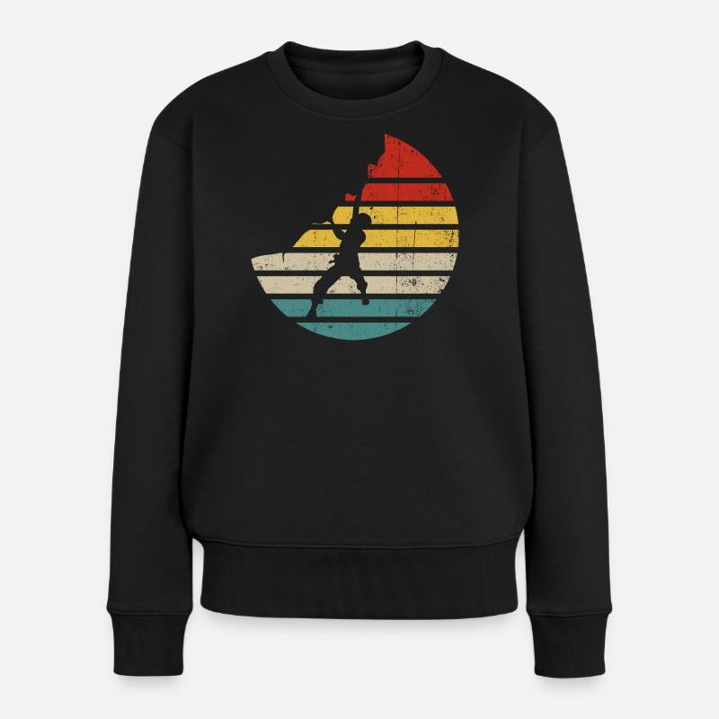 Silhouette rétro du Coucher de Soleil - Pull Premium bio Femme - noir
