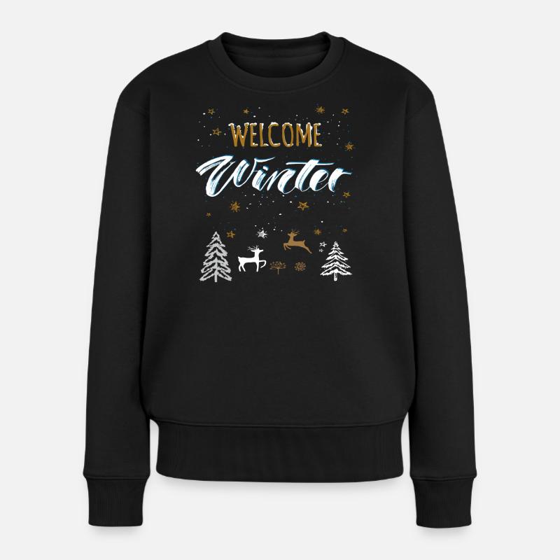 Welcome Winter - Frauen Premium Bio Pullover - Schwarz