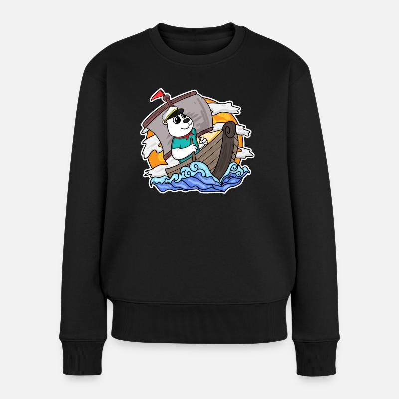 Kapitän Seemann Bär - Frauen Premium Bio Pullover - Schwarz