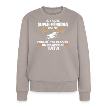 Super-Héroïne TATA Mode - Pull Premium bio Femme - taupe - Devant - Julia (174cm)