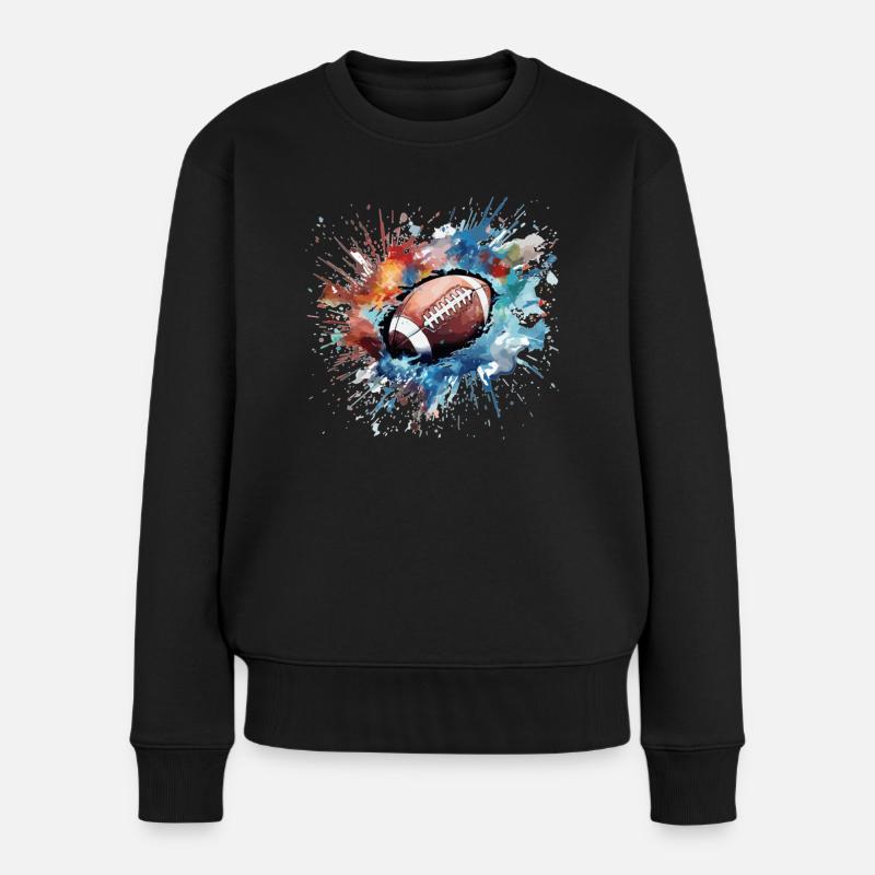 Explosion de couleurs d’éclaboussures de football américain - Pull Premium bio Femme - noir